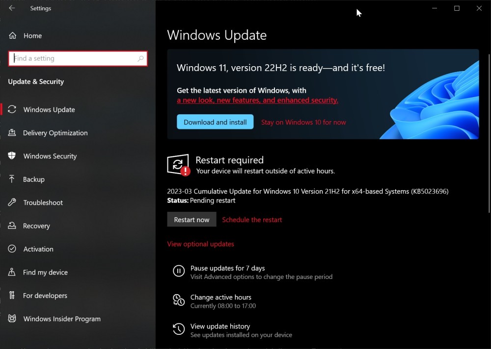 windows 10 march 2023 update issue